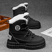 preiswerte Winter- und Schneestiefel-Schwarze, wasserdichte Herren-Winterstiefel mit Fellfutter und griffiger Sohle – strapazierfähiges und isoliertes Schuhwerk für Schnee, Wanderungen und Winterabenteuer