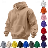 olcso férfi alapvető pulóverek-Férfi Kapucnis felsőrész Pulóver kapucnis pulóver Sárgabarack Fekete Fehér Sárga Arcpír rózsaszín Kapucni Sima Kenguru zseb Sport &amp; Szabadtéri Hétköznapi Napi Utcai sikk Menő Sportruházat Minden
