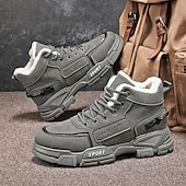 baratos Inverno e botas de neve-Botas de inverno masculinas bege – duráveis e confortáveis, com forro quente, perfeitas para viagens de inverno, caminhadas e atividades ao ar livre.