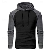 baratos hoodies básicos dos homens-Homens Moletom Estacionar Preto Cinza Claro Cinzento Escuro Cinzento Com Capuz Bloco de cor Com Cordão Desportos e Ar livre Casual Diário Impressão 3D Roupa de rua Roupa de Esporte Casual Outono