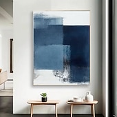 cheap Abstract Paintings-Hand painted Nordic Abstract Painting Minimalist Decor Blue Gradient Graffiti Poster Wall Art Canvas Pictures Wall Decor for Living Room Home Decoration wall art paintings