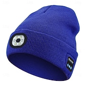economico Cuffie Beanie-Cappello in Maglia Musicale Wireless Bluetooth Nuovo Cappello Luminoso LED all'aperto Cappello Wireless Bluetooth con Auricolari Integrati Ricaricabile USB Alimentazione Batteria 1.5-3W Regalo di San