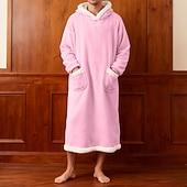 cheap Men's Robes-Men's Pajamas Sleepwear Bath Gown Plain Fashion Stylish Classic Home Daily Bed Sherpa Polyester Thermal Warm Comfort Soft Hoodie Long Sleeve Pocket Summer Spring Blue Light Pink