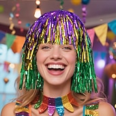 Недорогие Карнавальные парики-Карнавальный парик Блондинка Фиолетовый Зеленый Прямой Средние Синтетический фестивальный парик Вторник на масляной неделе Парад Волосы для косплей-костюма для Женский