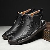 abordables Botines-Botas de senderismo de piel sintética de primera calidad para hombre: calzado resistente con cierre de cremallera para aventuras al aire libre y uso casual.
