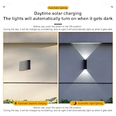 baratos Candeeiros Luzes de Exterior-Conjunto de 4 luminárias solares de parede para exterior, à prova d'água, para pátio, jardim, varanda, cerca ou alpendre, ideais para decoração de Natal e feriados.