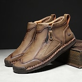 abordables Botines-Botas de senderismo de piel sintética de primera calidad para hombre: calzado resistente con cierre de cremallera para aventuras al aire libre y uso casual.