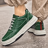 tanie Casualowe sneakersy-męskie zielone trampki ze sztucznej skóry – stylowe i wytrzymałe, idealne na co dzień, na niezobowiązujące wyjścia i do modnego stylu ulicznego