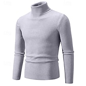 halpa miesten villapaita-Miesten Neulos Neulepusero Joustin Neuloa Tavalliset topit Kudottu Tiukka Tavallinen Poolokaulus Neuleet Klassinen Kausaliteetti Arki-asut Vaatetus Syystalvi Sininen Viini M L XL