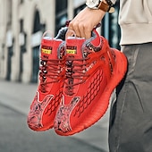abordables Zapatillas Informales-Hombre Zapatillas de deporte Zapatos de Navidad Forro de Lana Zapatos para correr Zapatos de Paseo Casual Punto Cómodo Antideslizante Transpirable Botines / Hasta el Tobillo Cordones Negro Blanco Rojo
