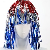 abordables Pelucas de carnaval-Peluca de carnaval 2026 Rubio Rosa Rojo Rizado Media Peluca sintética para festival Carnaval Desfile Cabello para disfraz de cosplay para Mujer