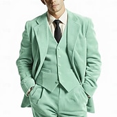 economico Abiti formali-Uomo Abito in velluto a coste Casuale Affari Nero Borgogna Autunno &amp; Inverno Tuta Bavero classico Quotidiano Affari A righe Vestibilità su misura 3 pezzi Monopetto Due Bottoni