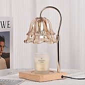 billige nattbordslampe-Lysvarmerlampe med timer Blomsterlyslamper med 2 pærer Høydejusterbar lysvarmer Vintage hjem soveromsinnredning Husvarmende svart