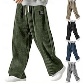 abordables Pierna Recta-Hombre Pantalones de Deporte Pantalones Pantalones de Pana Pantalones anchos Pantalones deportivos de pierna recta Correa Cintura elástica Color sólido Comodidad Longitud total Exterior Casual Diario