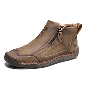 abordables Botines-Botas de senderismo de piel sintética de primera calidad para hombre: calzado resistente con cierre de cremallera para aventuras al aire libre y uso casual.