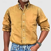 cheap Men's Button Up Shirts-Men's Shirt Summer Shirt Casual Shirt Button Up Shirt Acid Wash Shirt Blue Pink Navy Blue Long Sleeve Plain Turndown Casual Daily Classic Clothing Apparel Cotton Fashion Business Modern Smart Casual
