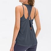 abordables Chemise pour femmes-Femmes Couleur Unie Débardeur Tee Shirt Fitness Ample Élastique Évacuation de la transpiration Respirant Tennis Pickleball Yoga Col ras du cou Top Noir Bleu Violet Vêtements de tennis
