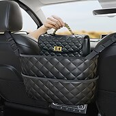 abordables Rangements pour voiture-Organisateur de dossier de siège auto grande capacité - sac de rangement en filet de cuir artificiel durable pour organiser et ranger les accessoires intérieurs de voiture.
