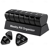 levne úschovna zavazadel a cestování-Týdenní organizér na léky 3krát denně, 7denní trojúhelníková krabička na léky s 21 přihrádkami, plastové pouzdro na léky z polypropylenu na ráno, poledne a večer, snadno otevíratelný týdenní držák na