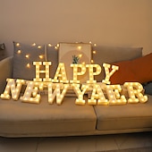 cheap Decorative Lights-Happy Birthday/Marry Me Marquee Light Up Letters, LED Letter Number Light Sign with Round Light Decoration for Birthday Home Table Decor