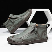 abordables Botines-Botas de senderismo de piel sintética de primera calidad para hombre: calzado resistente con cierre de cremallera para aventuras al aire libre y uso casual.