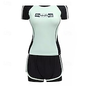 זול טנקיני וביקיני לגלישה-בגדי ריקוד נשים 2 חלקים של Rash Guard חולצת שחייה בגדי ים בגדי ים תלתן הגנת UV בקרת בטן גלישה שייט בקאנו שנרקול קיץ