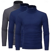 ieftine tricouri de bază-Bărbați Tricou Cămașă cu gât Tricou cu maneca lunga Manșon Lung Guler rulat Toamnă Toamna iarna Simplu Ușor De Bază Clasic 3 piese Pachet multiplu În aer liber Casual Sport A B C Top tricou pentru