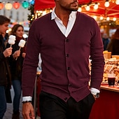 economico Maglioni Cardigan da uomo-Per uomo Cardigan Maglione Corto Maglione a maglia A Coste Maglia Top Regolari Cardigan con Bottoni Tasca Tinta unica Scollo a V Moda Classico Vacanza Abbigliamento quotidiano Abbigliamento Autunno