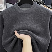 preiswerte Herrenpullover-Herren Pullover Strickpullover Gerippt Stricken Normale Oberteile Gestrickt Fleece Einfach Rundhalsausschnitt Mode Basic Urlaub Alltagskleidung Bekleidung Herbst Winter Schwarz Grün M L XL
