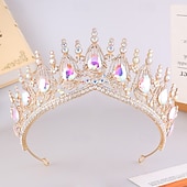 Χαμηλού Κόστους Τιάρες &amp; Στέμματα-Crown Tiaras Headdress Alloy Wedding Birthday Vintage Cute With Rhinestone Headpiece Headwear