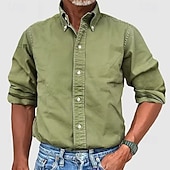 cheap Men's Button Up Shirts-Men's Shirt Summer Shirt Casual Shirt Button Up Shirt Acid Wash Shirt Blue Pink Navy Blue Long Sleeve Plain Turndown Casual Daily Classic Clothing Apparel Cotton Fashion Business Modern Smart Casual