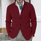 economico Maglioni Cardigan da uomo-Per uomo Felpa Cardigan A Coste Maglia Top Regolari Lavorato a maglia Bottonato Semplice Colletto Mao Vacanza Moda Casuale Abbigliamento quotidiano Abbigliamento Primavera &amp; Autunno Blu Nero S M L