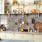 Χαμηλού Κόστους Αυτοκόλλητα πλακιδίων-12 τεμάχια αυτοκόλλητα πλακιδίων τοίχου 3d peel stick 6x6 in, παχύ μωσαϊκό κρυστάλλου αφρού pe, αδιάβροχο backsplash για κουζίνα, μπάνιο &amp;διακόσμηση σπιτιού, μεταλλικό κουτί δώρου με πάνελ τοίχου