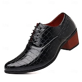 abordables Zapatos Oxford-Men's Burgundy Crocodile Patterned Faux Leather Dress Shoes - Elegant Footwear for Special Occasions and Evening Wear