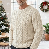 economico maglione pullover da uomo-Per uomo Maglione di Natale Maglioni di Natale Felpa Maglione per le feste Maglione A Coste Treccia Maglia Corto Lavorato a maglia Girocollo Moderno Contemporaneo Abbigliamento quotidiano Uscire