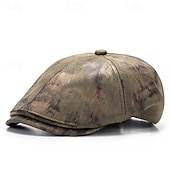 abordables Chapeaux homme-Homme Casquette Plate Chapeau Ascot Casquette Gavroche Noir Blanche Polyester Mode Occasionnel Rue Quotidien Teinture par nouage Réglable Écran solaire Respirant