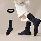 זול גרביים לבית-גרביים רפויות לנשים, גרבי מגפיים מרופדות לבנות, סרוגות עבות ואריכות ימים, אופנתיות רחוב, אופנתי, סתיו חורף, קז'ואל, ספורטיבי, חמים ונעימים, גרביים לנשים