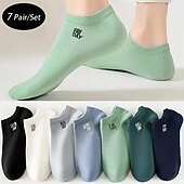 Недорогие мужские носки-Муж. 7 пар Мульти пакеты Носки Носки для бега Повседневные носки Multi Color Цвет Буквы Отпуск Для занятий спортом Повседневные Классический Средней плотности Весна Осень Мода На каждый день
