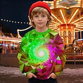 billiga Pojkens 3D Vision &amp; Geometri-Pojkar 3D Grafisk Geometrisk 3D Print Tröja Långärmad Vår Höst Mode Grundläggande Barn 4-12 år Rund hals Utomhus Ledigt Dagligen Normal