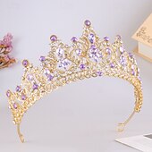 billige Tiarer og kroner-Crown Tiaras Hodepryd Legering Bryllup Bursdag Elegant søt stil Med Rhinsten Hodeplagg Hodeplagg