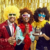 baratos Perucas de Carnaval-Peruca de Carnaval 2026 Rosa Vermelho Preta Encaracolado Afro Curto Peruca sintética para festivais Mardi Gras Parada Cabelo para fantasia de cosplay para Masculino