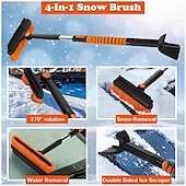 voordelige verwarming en koeling-Sneeuwborstel- en schraperset van 41 inch voor auto's - 5-in-1 telescopische ijskrabber met rubberen borstel, schuimrubberen handvat, 270° draaibare kop en schep - universeel sneeuwruimgereedschap