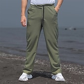 cheap Straight Leg-Men's Sweatpants Trousers Baggy Pants Straight Leg Sweatpants Waffle Pants Drawstring Pocket Elastic Waist Plain Comfort Soft Outdoor Daily Holiday Fashion Classic Style Black White Micro-elastic