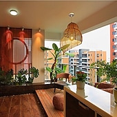 economico Modello a lanterna-25 cm Design di Lanterna a Sospensione Lampada a sospensione Rattan Finiture Verniciate Moderno 110-120V 220-240V