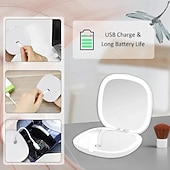 billige Dekorative lys-LED-lys reisesminkespeil 5x 10x forstørret kompakt USB-lading sammenleggbar berøringsskjerm, lysstyrkejusterbar bærbar minispeil for på farten og vesken