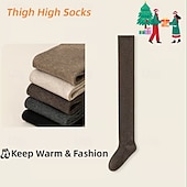 Недорогие Домашние тапочки-Женские высокие носки выше колена, теплые, мягкие, трикотажные, эластичные, уютные, сексуальные, милые, модные, зимние, осенние, высокие носки выше колена, повседневные, для школьниц, в японском