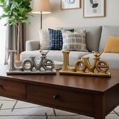 cheap Valentine's Day-Valentine's Day Decoration LOVE Letter Ornaments Decorative Handicrafts Made of Resin Material With Gold and Silver Foil Decoration on The Surface