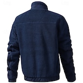 Недорогие Спортивная куртка-Муж. Зимняя куртка Пальто тедди Повседневная куртка Отпуск Повседневные Сохраняет тепло Карман Флис Осень Зима Полотняное плетение Мода Уличный стиль Воротник-стойка Обычная