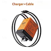 baratos Carregadores Sem Fio-Carregador portátil rápido de 120 W com cabo USB-C e Lightning, compatível com iPhone 15/16/17 e Samsung, ideal para jogos e viagens. Design compacto e específico para tomadas europeias.