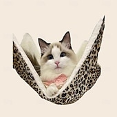 Χαμηλού Κόστους Κρεβάτια &amp; Κουβέρτες για Σκύλους-κομψή αιώρα γάτας με λεοπάρ μοτίβο - μαλακό βελούδινο κρεμαστό κρεβάτι για γάτες &amp;μικρά κατοικίδια - άνετα &amp;τάσεις